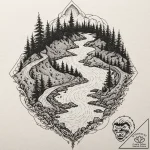 Tattoo design for an arm, a landscape with a… – tattoo sketch (№1751783496_0, 06.07.2025 06:31) — tattoovalue.net