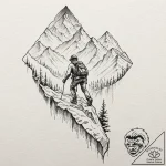 Tattoo design for a leg, a mountain climber s… – tattoo sketch (№1751783581_0, 06.07.2025 06:33) — tattoovalue.net