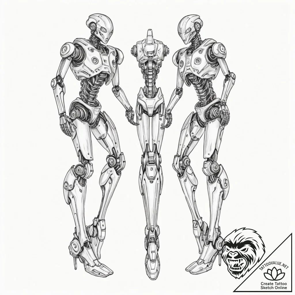 Tattoo design for two legs, two mirrored biom... - tattoo sketch (№1751783917_0, 06.07.2025 06:38) — tattoovalue.net