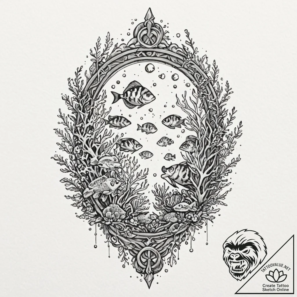 Tattoo design for shoulder, a beautiful coral... - tattoo sketch (№1751784085_0, 06.07.2025 06:41) — tattoovalue.net