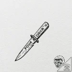 Tiny tattoo design, a badly drawn knife with… – tattoo sketch (№1751784169_0, 06.07.2025 06:42) — tattoovalue.net