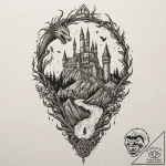 Tattoo design for a leg, a full harry potter… – tattoo sketch (№1751784339_0, 06.07.2025 06:45) — tattoovalue.net