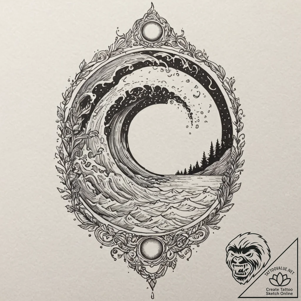 Tattoo design for a leg, a river of souls, st... - tattoo sketch (№1751785183_0, 06.07.2025 06:59) — tattoovalue.net
