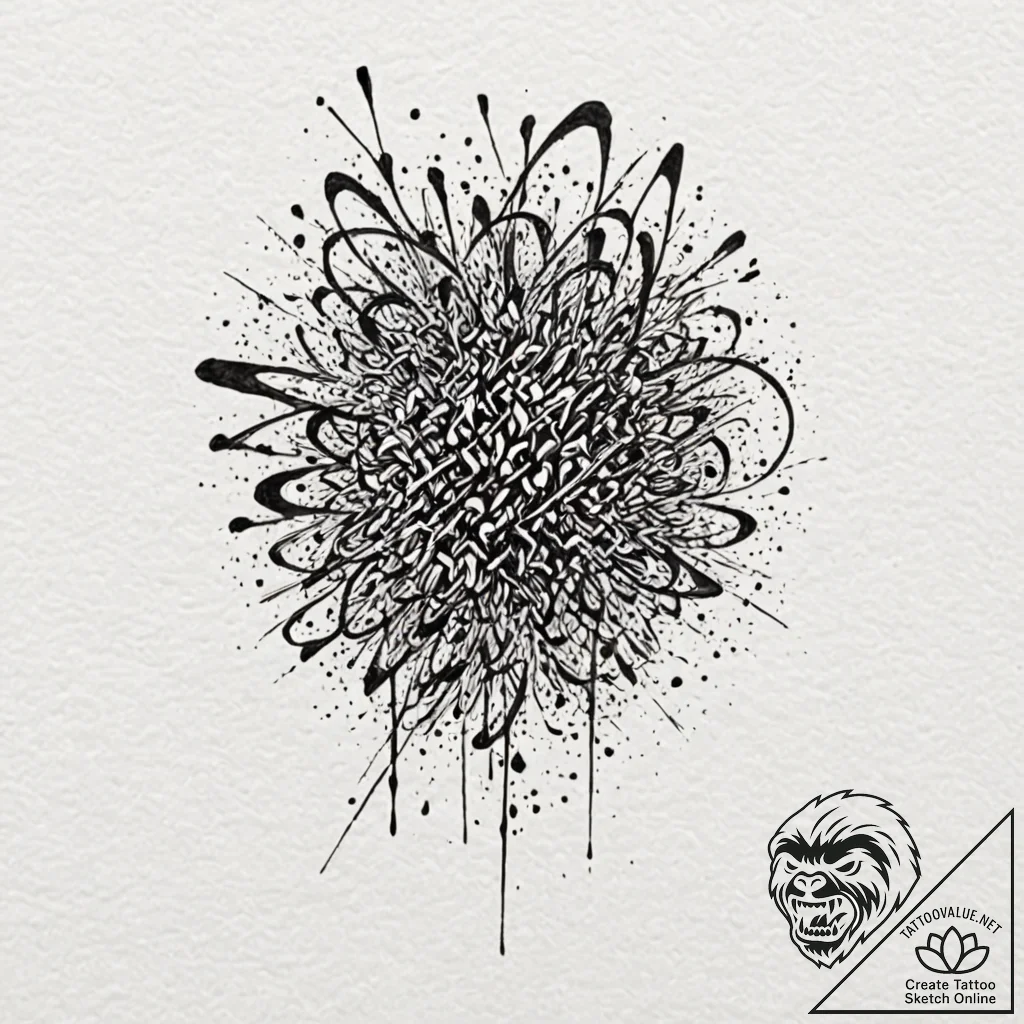 Tiny tattoo design, a tiny, chaotic splash of... - tattoo sketch (№1751785770_0, 06.07.2025 07:09) — tattoovalue.net