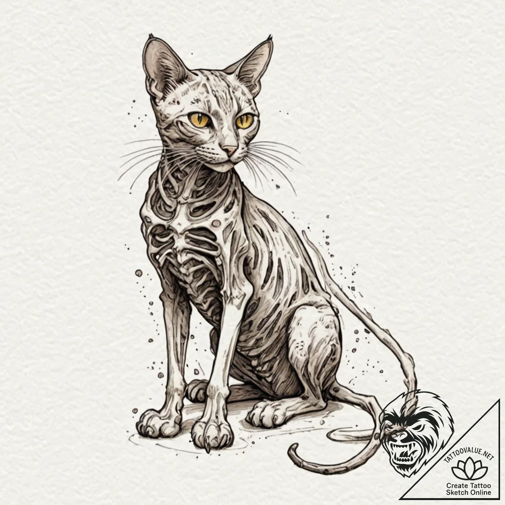 Tattoo design for an arm, a diagram of schröd... - tattoo sketch (№1751785939_0, 06.07.2025 07:12) — tattoovalue.net