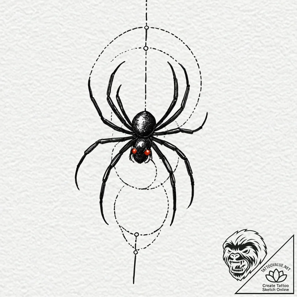 Tiny tattoo design, a tiny spider, hanging fr... - tattoo sketch (№1751786952_0, 06.07.2025 07:29) — tattoovalue.net