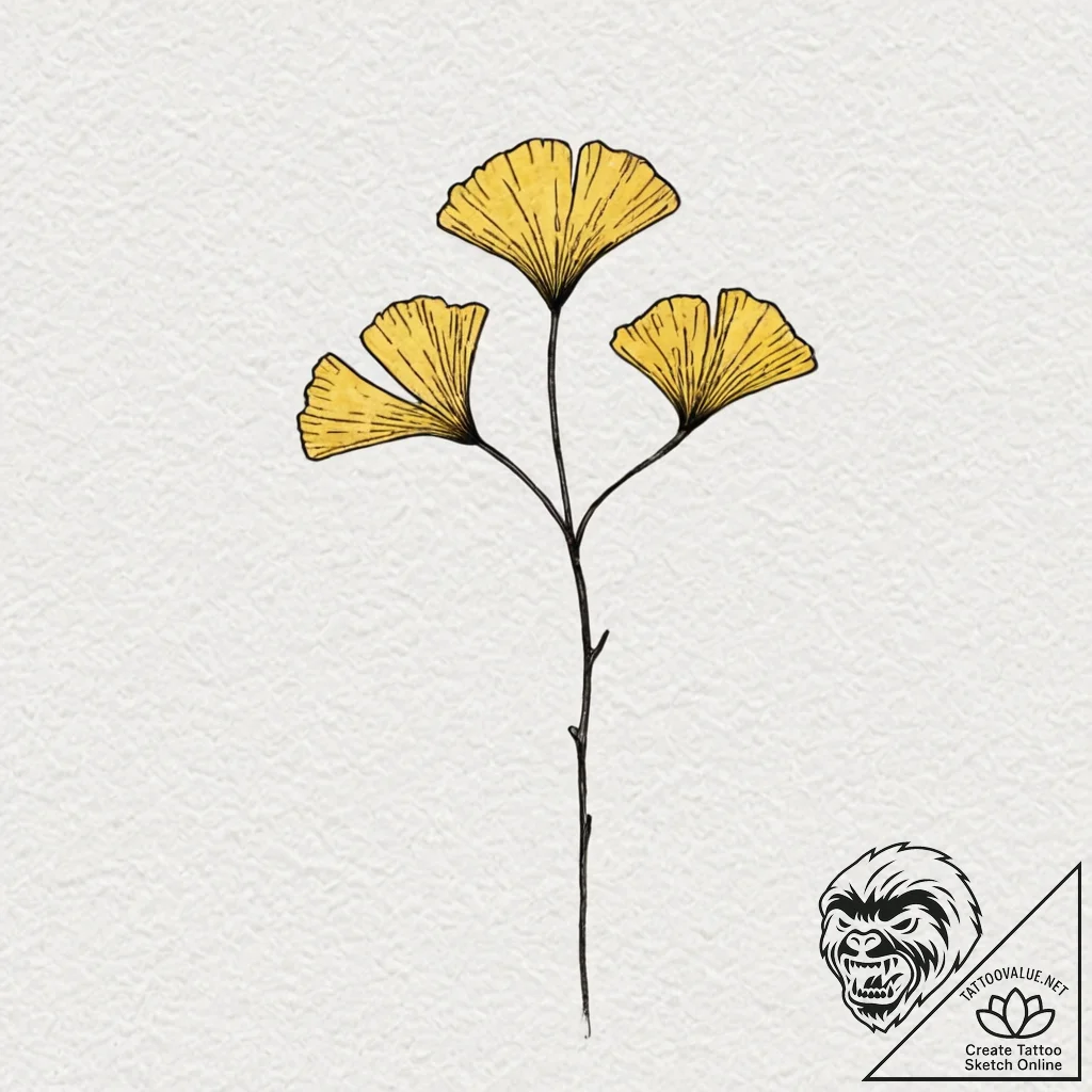 Tiny tattoo design, a ginkgo leaf, with delic... - tattoo sketch (№1751787037_0, 06.07.2025 07:30) — tattoovalue.net