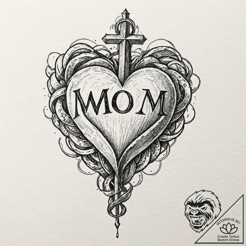 Tattoo design for shoulder, a classic "mom" t... - tattoo sketch (№1751787205_0, 06.07.2025 07:33) — tattoovalue.net