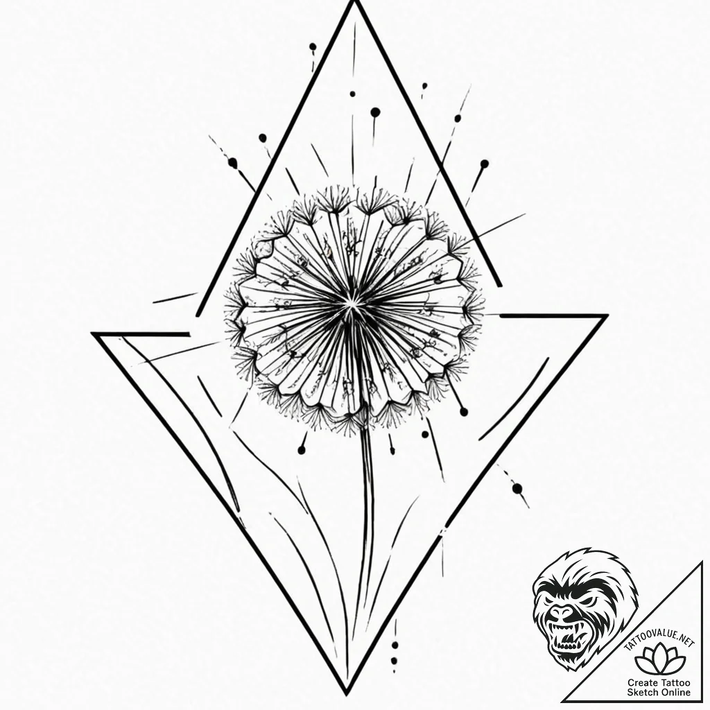 Tattoo design for an arm, a dandelion, its se... - tattoo sketch (№1751787542_0, 06.07.2025 07:39) — tattoovalue.net