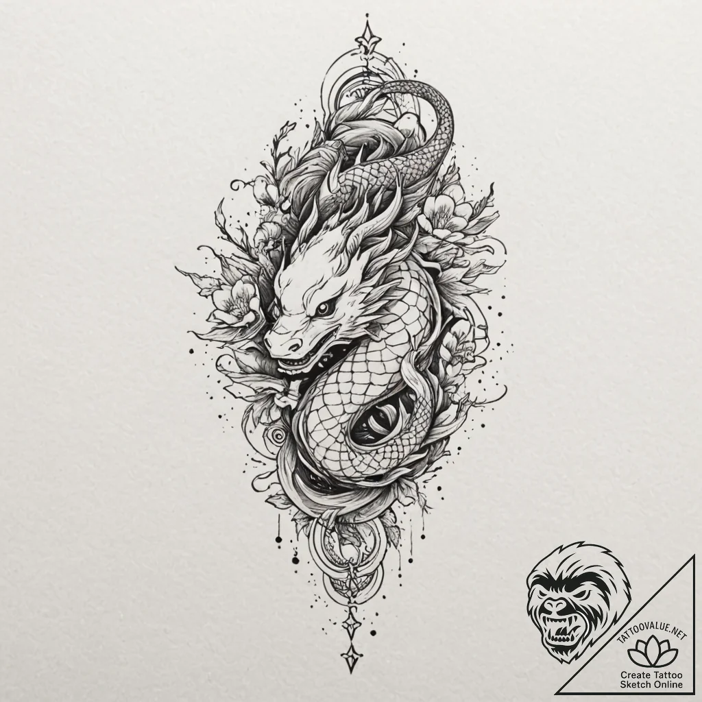 Tattoo design for a leg, a delicate pattern o... - tattoo sketch (№1751787628_0, 06.07.2025 07:40) — tattoovalue.net