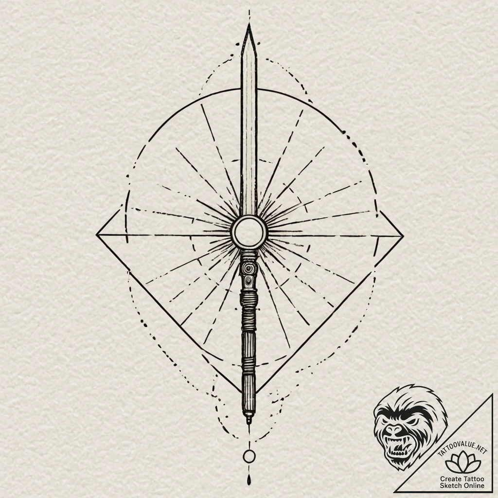 Tiny tattoo design, the glowing lightsaber of... - tattoo sketch (№1751788472_0, 06.07.2025 07:54) — tattoovalue.net