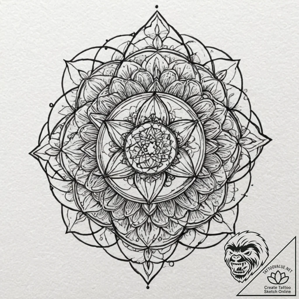 Tattoo design for shoulder, a complex sacred... - tattoo sketch (№1751789733_0, 06.07.2025 08:15) — tattoovalue.net