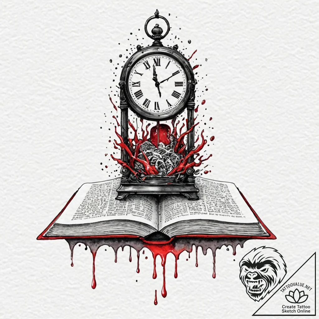 Tiny tattoo design, a clock face, melting off... - tattoo sketch (№1751789818_0, 06.07.2025 08:16) — tattoovalue.net