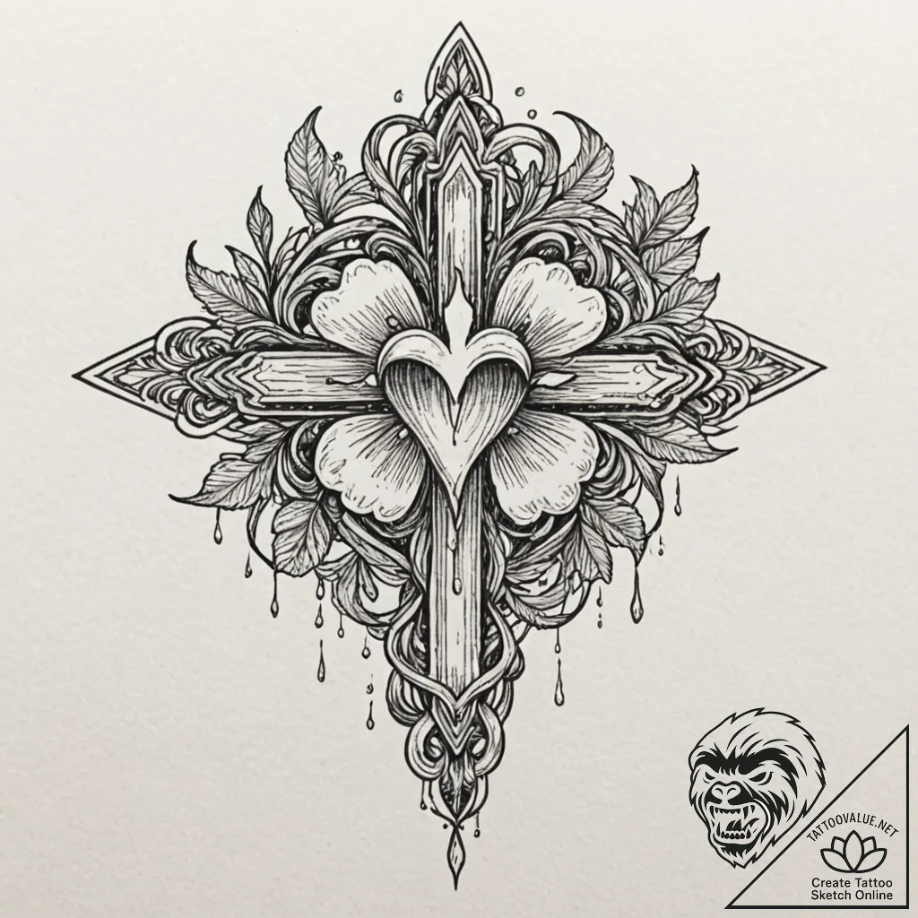 Tattoo design for shoulder, a crying heart, b... - tattoo sketch (№1751790602_0, 06.07.2025 08:30) — tattoovalue.net