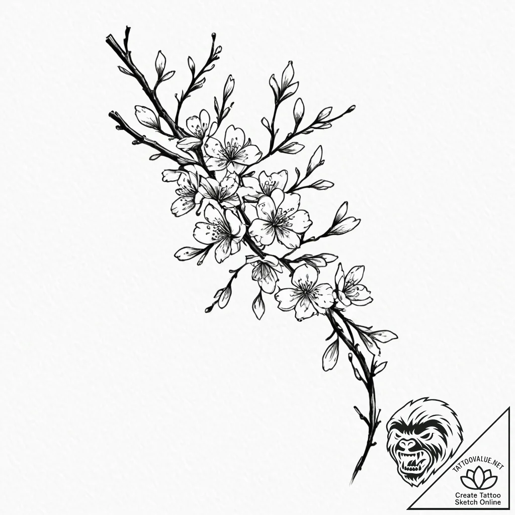 Tattoo design for shoulder, a delicate cherry... - tattoo sketch (№1751791076_0, 06.07.2025 08:37) — tattoovalue.net