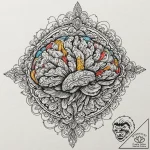 Tiny tattoo design, a brain, tied up in a per… – tattoo sketch (№1751793436_0, 06.07.2025 09:17) — tattoovalue.net