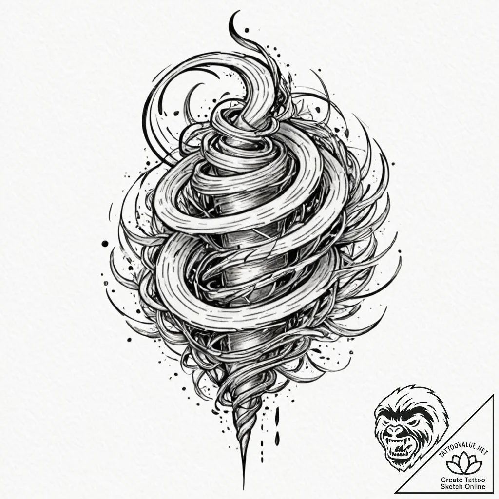 Tattoo design for shoulder, a tornado, swirli... - tattoo sketch (№1751793943_0, 06.07.2025 09:25) — tattoovalue.net