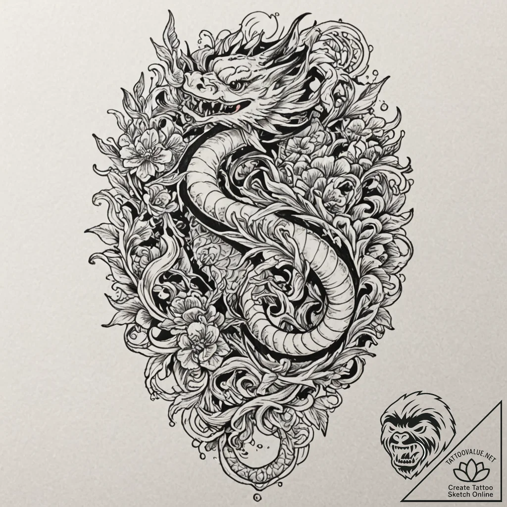 Tattoo design for a leg, a strand of dna, sta... - tattoo sketch (№1751794027_0, 06.07.2025 09:27) — tattoovalue.net