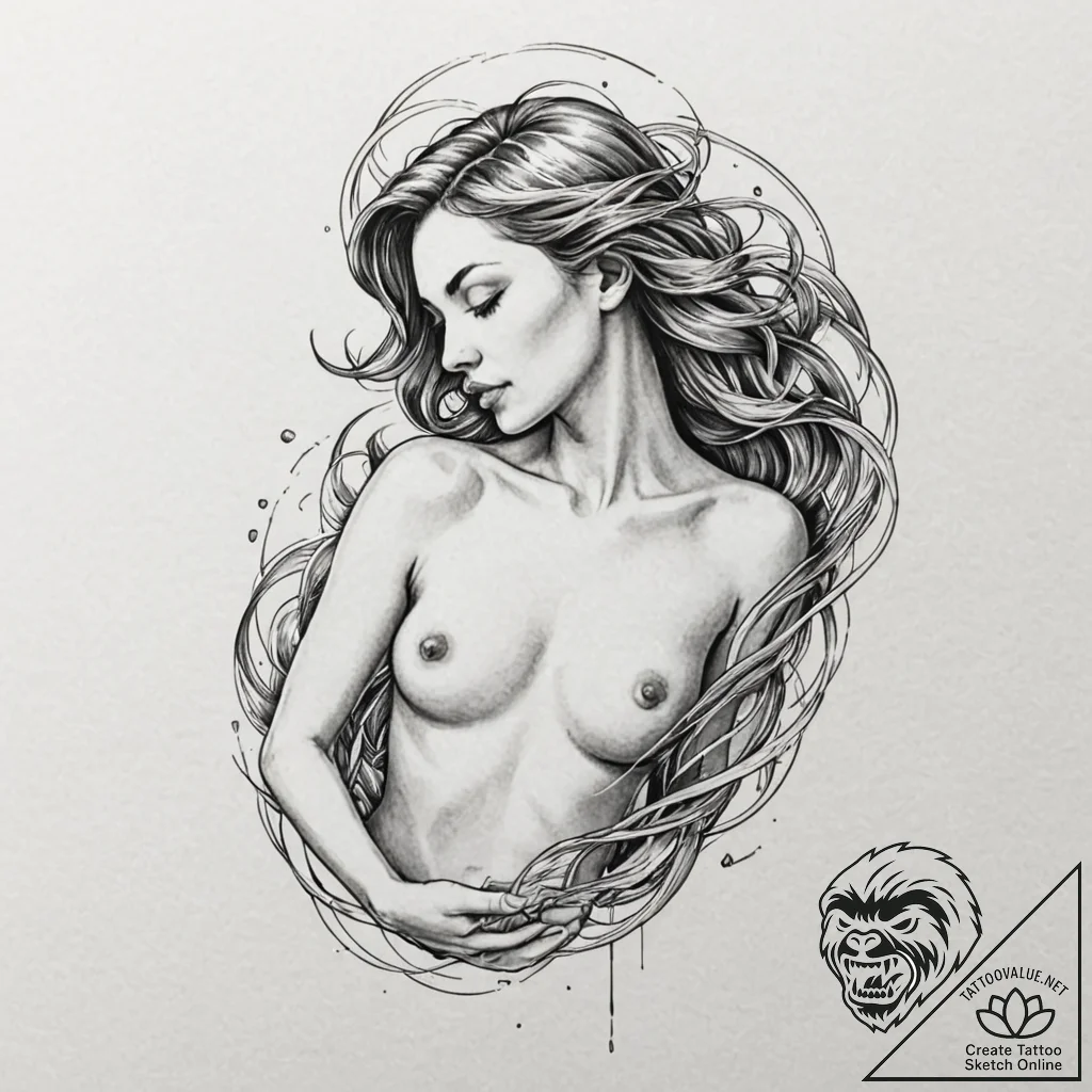 Tattoo design for shoulder, a pattern of liqu... - tattoo sketch (№1751794279_0, 06.07.2025 09:31) — tattoovalue.net