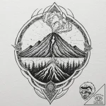 Tattoo design for shoulder, a volcanic erupti… – tattoo sketch (№1751794873_0, 06.07.2025 09:41) — tattoovalue.net