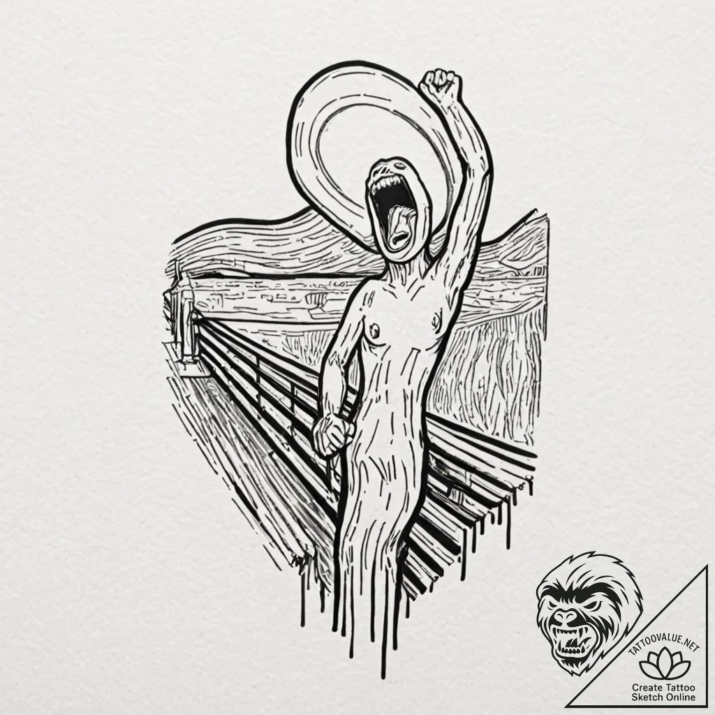 Tattoo design for an arm, the scream by edvar... - tattoo sketch (№1751794957_0, 06.07.2025 09:42) — tattoovalue.net