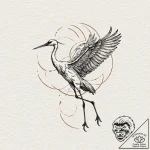 Tiny tattoo design, a crane bird, mid-flight,… – tattoo sketch (№1751795124_0, 06.07.2025 09:45) — tattoovalue.net