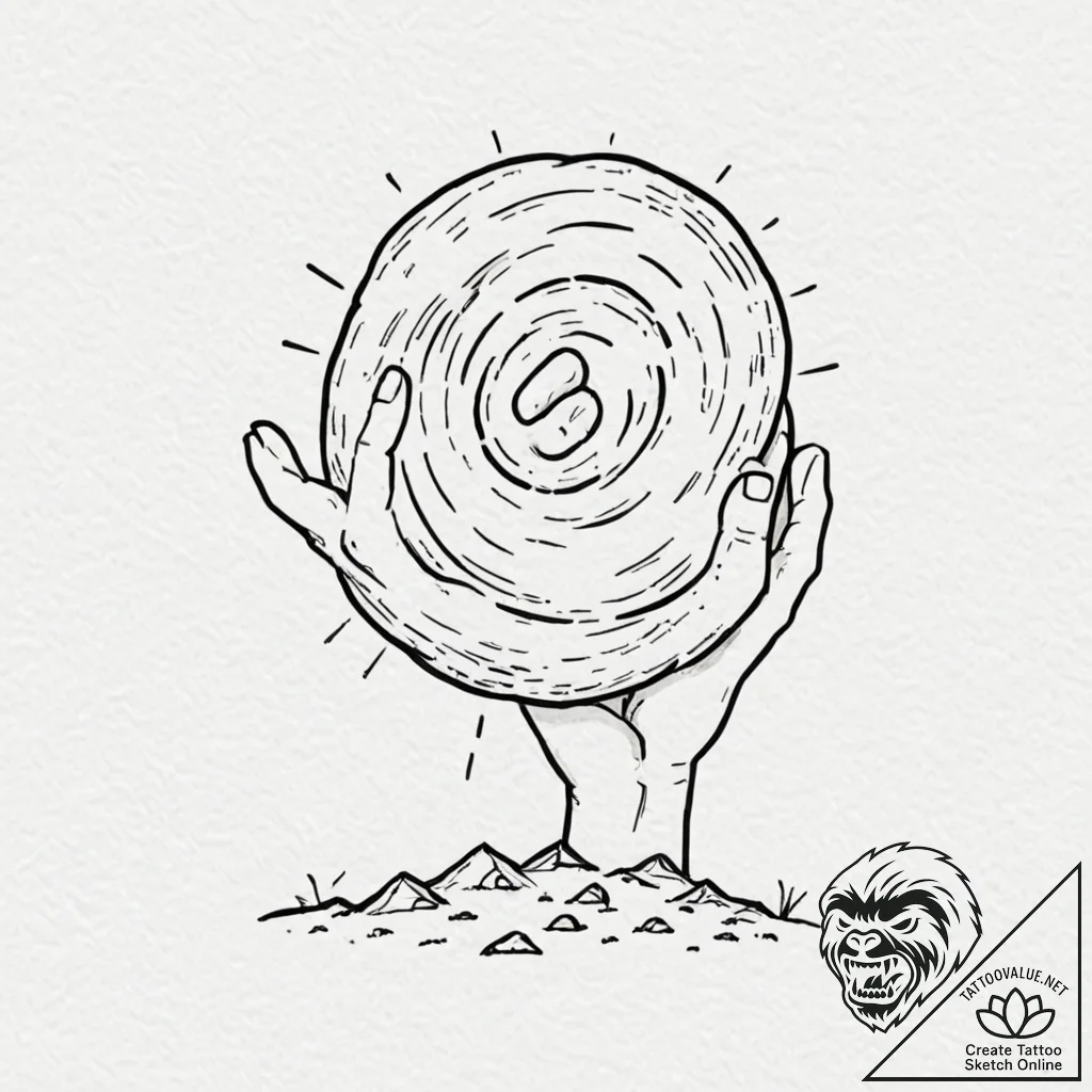 Tattoo design for an arm, sisyphus, but he is... - tattoo sketch (№1751795793_0, 06.07.2025 09:56) — tattoovalue.net