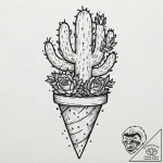 Tiny tattoo design, a cactus, but it’s growin… – tattoo sketch (№1751795878_0, 06.07.2025 09:57) — tattoovalue.net