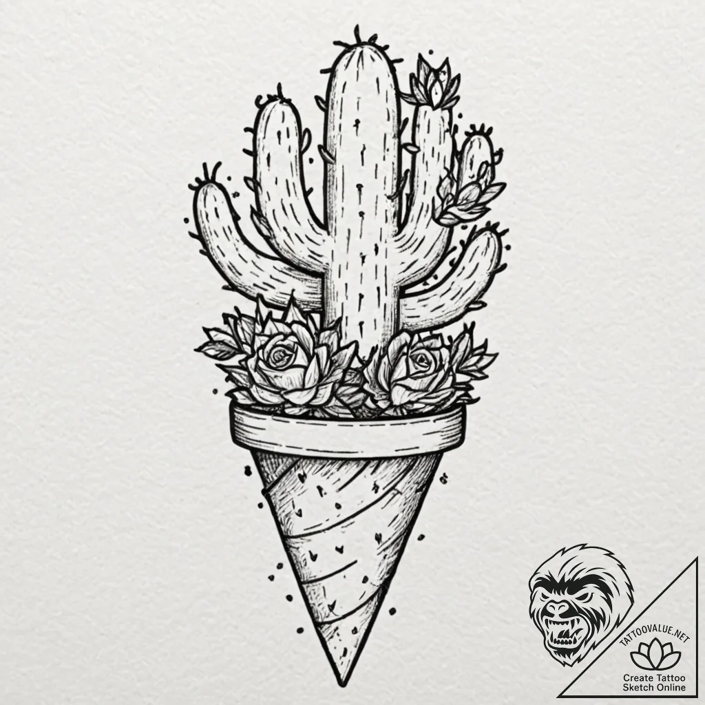 Tiny tattoo design, a cactus, but it's growin... - tattoo sketch (№1751795878_0, 06.07.2025 09:57) — tattoovalue.net