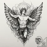 Tattoo design for an arm, icarus, but his win… – tattoo sketch (№1751795965_0, 06.07.2025 09:59) — tattoovalue.net