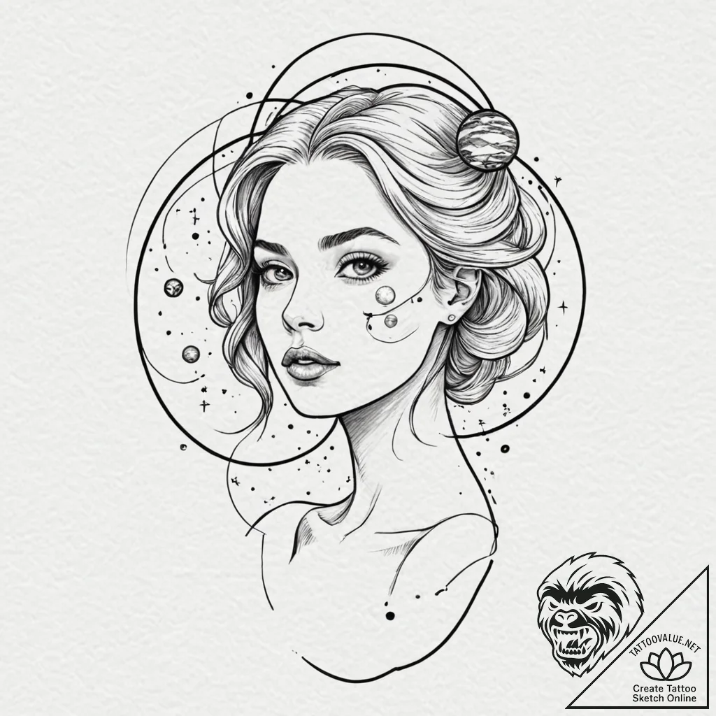 Tattoo design for a thigh, a beautiful woman'... - tattoo sketch (№1751796049_0, 06.07.2025 10:00) — tattoovalue.net