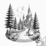 Tattoo design for a thigh, a scene from a fav… – tattoo sketch (№1751796132_0, 06.07.2025 10:02) — tattoovalue.net