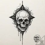 Tattoo design for a calf, a screaming skull,… – tattoo sketch (№1751796639_0, 06.07.2025 10:10) — tattoovalue.net