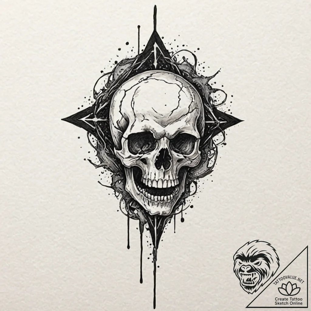 Tattoo design for a calf, a screaming skull,... - tattoo sketch (№1751796639_0, 06.07.2025 10:10) — tattoovalue.net