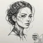 Tattoo design for shoulder, a cyborg’s face,… – tattoo sketch (№1751796982_0, 06.07.2025 10:16) — tattoovalue.net