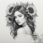 Tattoo design for shoulder, a beautiful woman… – tattoo sketch (№1751797067_0, 06.07.2025 10:17) — tattoovalue.net