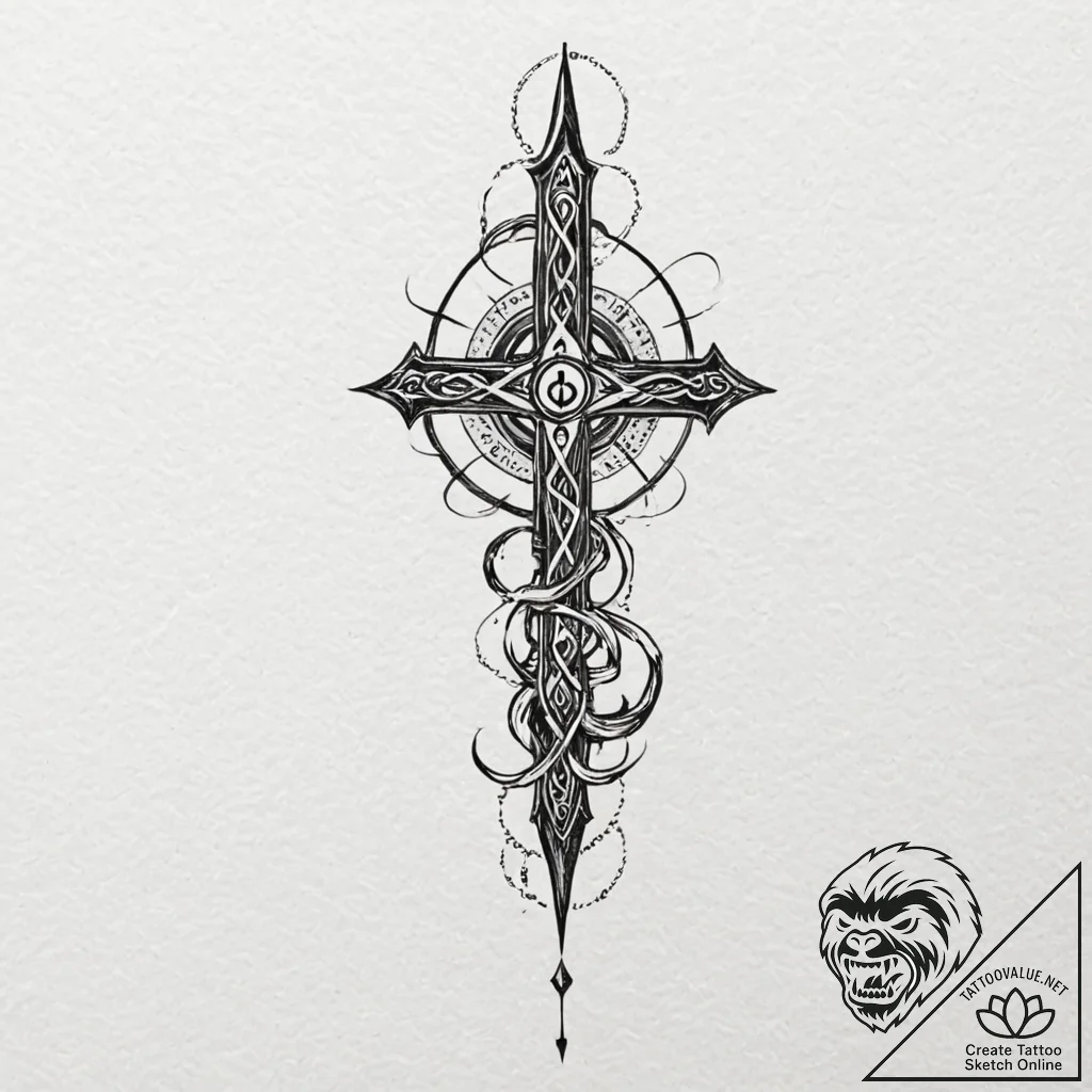 Tattoo design for a leg, the hunter's mark fr... - tattoo sketch (№1751797490_0, 06.07.2025 10:24) — tattoovalue.net