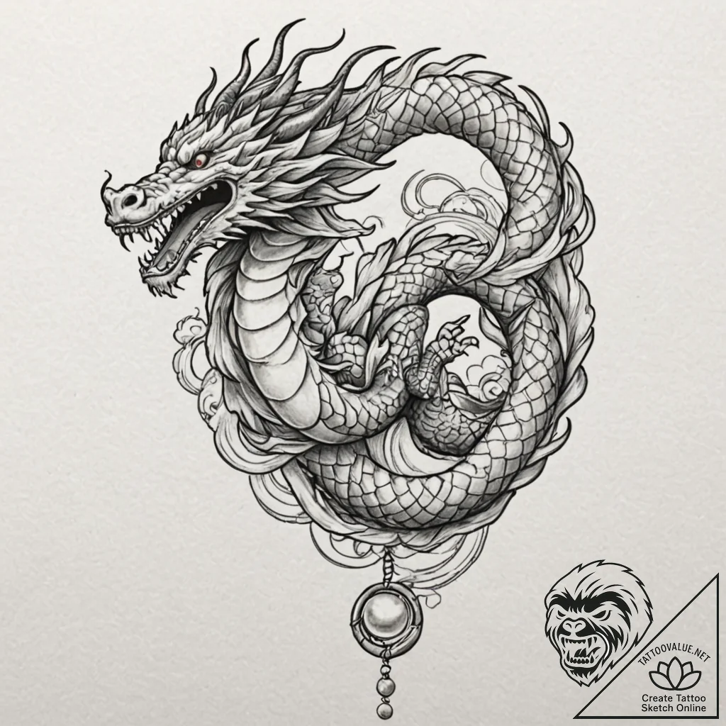 Tattoo design for a leg wrap, a japanese drag... - tattoo sketch (№1751797746_0, 06.07.2025 10:29) — tattoovalue.net