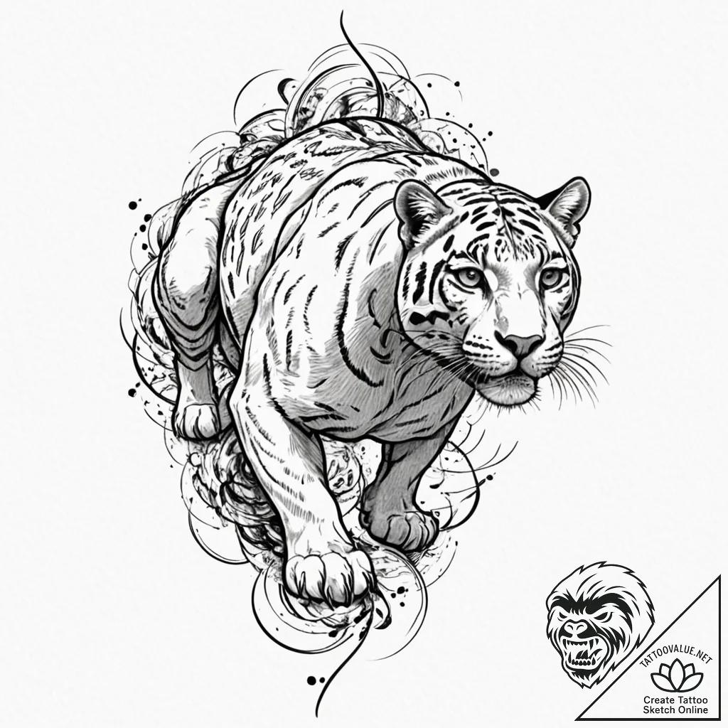 Tattoo design for shoulder, a panther, its bo... - tattoo sketch (№1751797832_0, 06.07.2025 10:30) — tattoovalue.net