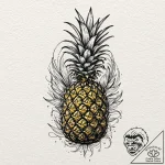 Tiny tattoo design, a pineapple, but it is al… – tattoo sketch (№1751798001_0, 06.07.2025 10:33) — tattoovalue.net