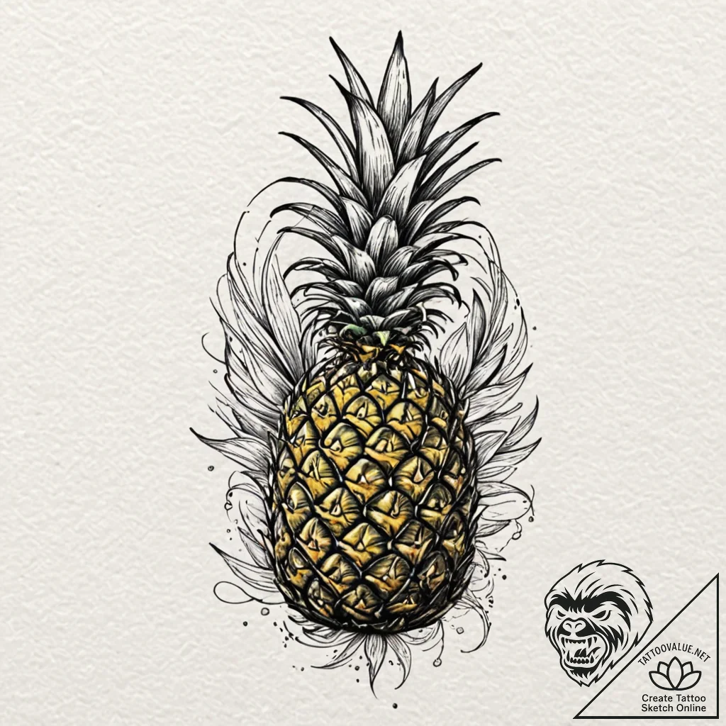 Tiny tattoo design, a pineapple, but it is al... - tattoo sketch (№1751798001_0, 06.07.2025 10:33) — tattoovalue.net