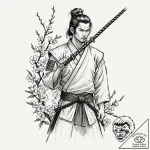 Tattoo design for shoulder, a samurai sword,… – tattoo sketch (№1751798083_0, 06.07.2025 10:34) — tattoovalue.net