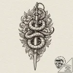 Tiny tattoo design, a tiny dagger, with a ser… – tattoo sketch (№1751798598_0, 06.07.2025 10:43) — tattoovalue.net
