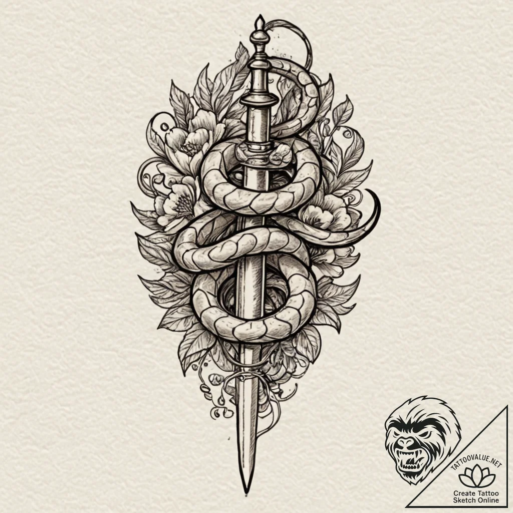 Tiny tattoo design, a tiny dagger, with a ser... - tattoo sketch (№1751798598_0, 06.07.2025 10:43) — tattoovalue.net