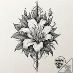 Tattoo design for a shin, a single, long-stem… – tattoo sketch (№1751798769_0, 06.07.2025 10:46) — tattoovalue.net