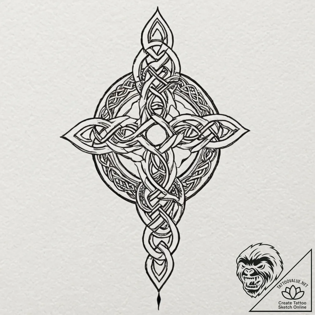 Tattoo design for a leg, a complex celtic kno... - tattoo sketch (№1751799283_0, 06.07.2025 10:54) — tattoovalue.net