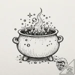 Tiny tattoo design, a tiny cauldron, with a f… – tattoo sketch (№1751799371_0, 06.07.2025 10:56) — tattoovalue.net