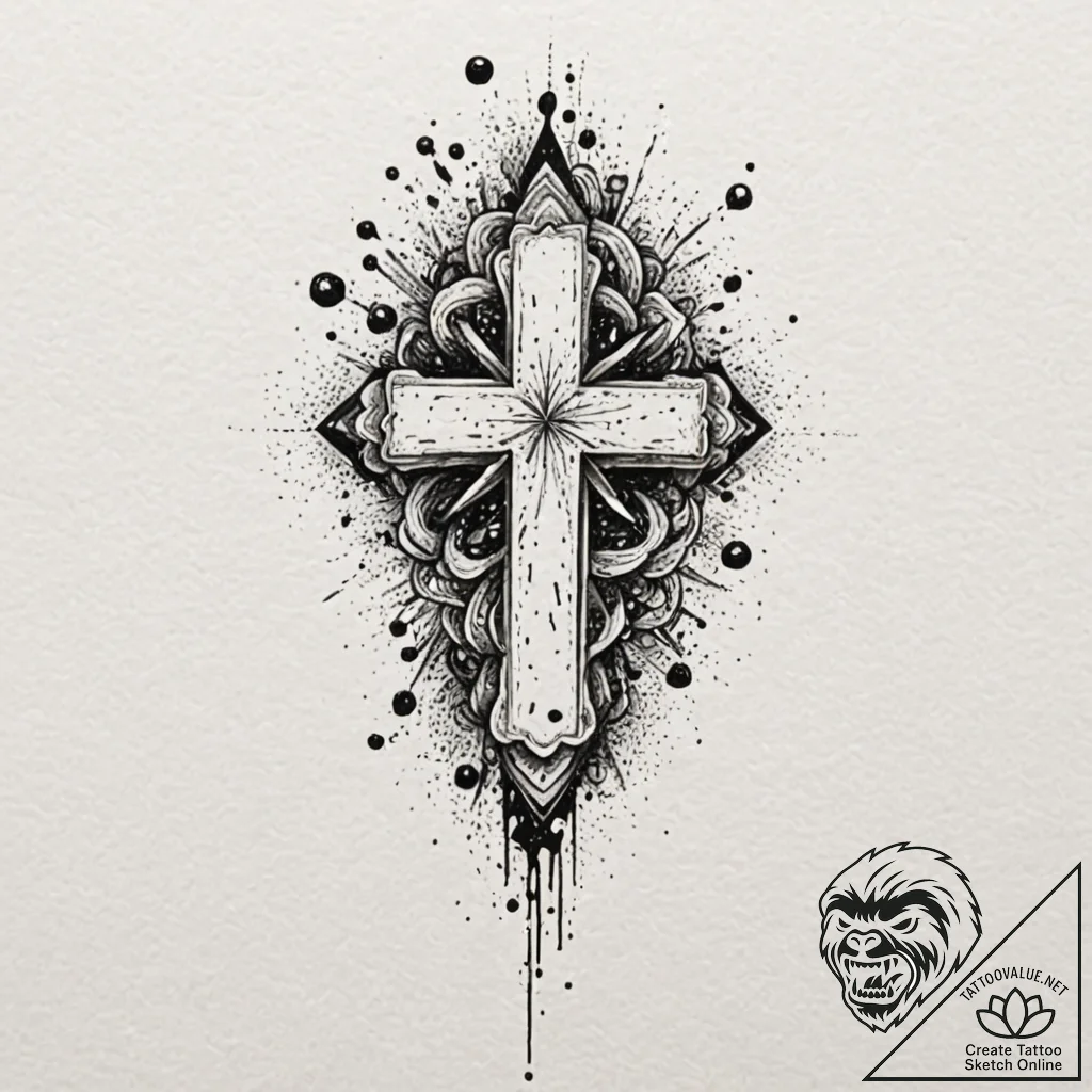 Tattoo design for shoulder, a chaotic splatte... - tattoo sketch (№1751799626_0, 06.07.2025 11:00) — tattoovalue.net