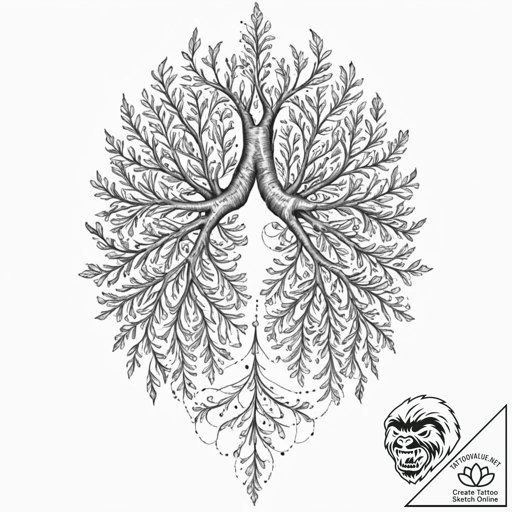 Tattoo design for an arm, a human lung, depic... - tattoo sketch (№1751799713_0, 06.07.2025 11:01) — tattoovalue.net
