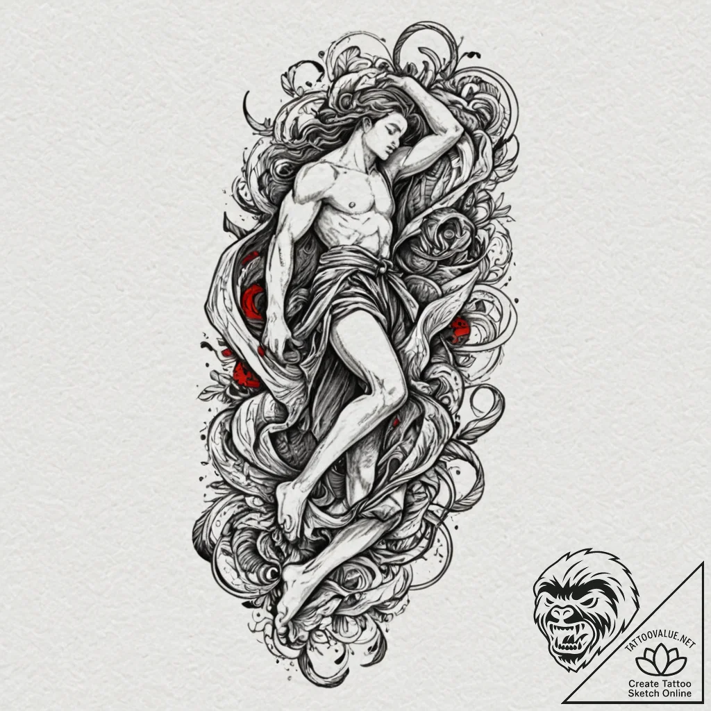 Tattoo design for a leg wrap, a huge medieval... - tattoo sketch (№1751799884_0, 06.07.2025 11:04) — tattoovalue.net